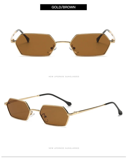New Personalized Small Frame Polygon Sunglasses Retro Women Square Sun Glasses Fashion Men Street Photography Eyeglasses
