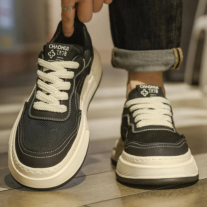 Men's Ultralight Breathable Mesh Sneakers 2025 Fashion Thick Sole Casual Shoes Comfortable Lace-up Trainers for Daily Walking