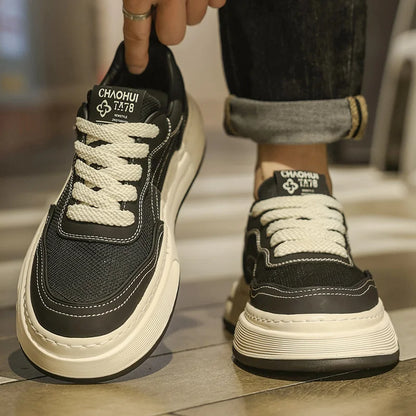 Men's Ultralight Breathable Mesh Sneakers 2025 Fashion Thick Sole Casual Shoes Comfortable Lace-up Trainers for Daily Walking