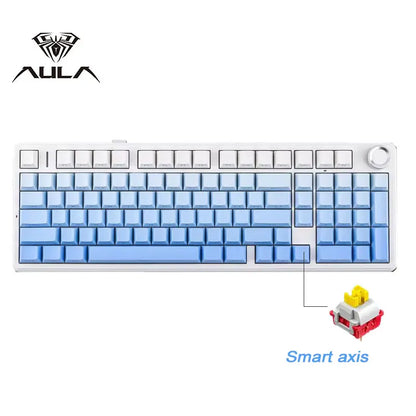Tastiera meccanica gaming AULA F99PRO 99 tasti, tri-mode wireless, hot-swappable, struttura gasket, tastiera personalizzabile con manopola multimediale
