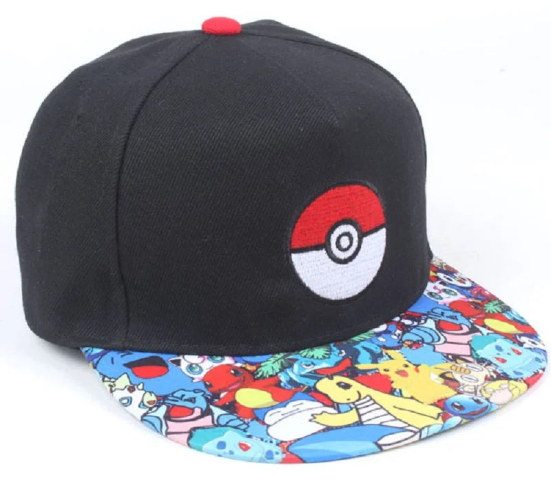Pokémon-baseballkasket, Pikachu-hat, Pokémon-cosplay-hiphop-kasket til piger, drenge, børn, anime-figurer, legetøj, gave, tegneseriehat