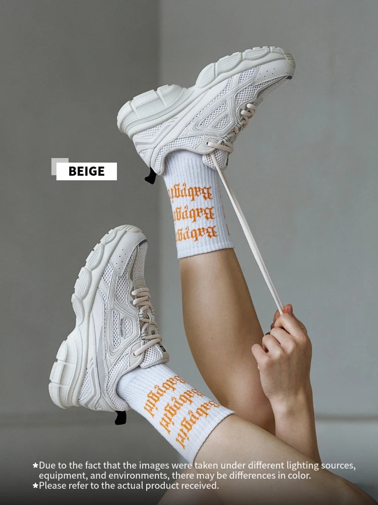 Baasploa Women Sports Shoes Outdoor Lightweight Breathable Jogging Sneakers Female Casual Mesh Anti-slip Lace Up Running Shoes