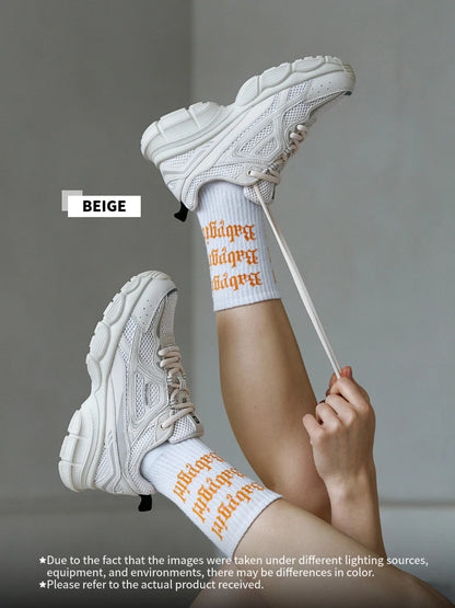 Baasploa Women Sports Shoes Outdoor Lightweight Breathable Jogging Sneakers Female Casual Mesh Anti-slip Lace Up Running Shoes