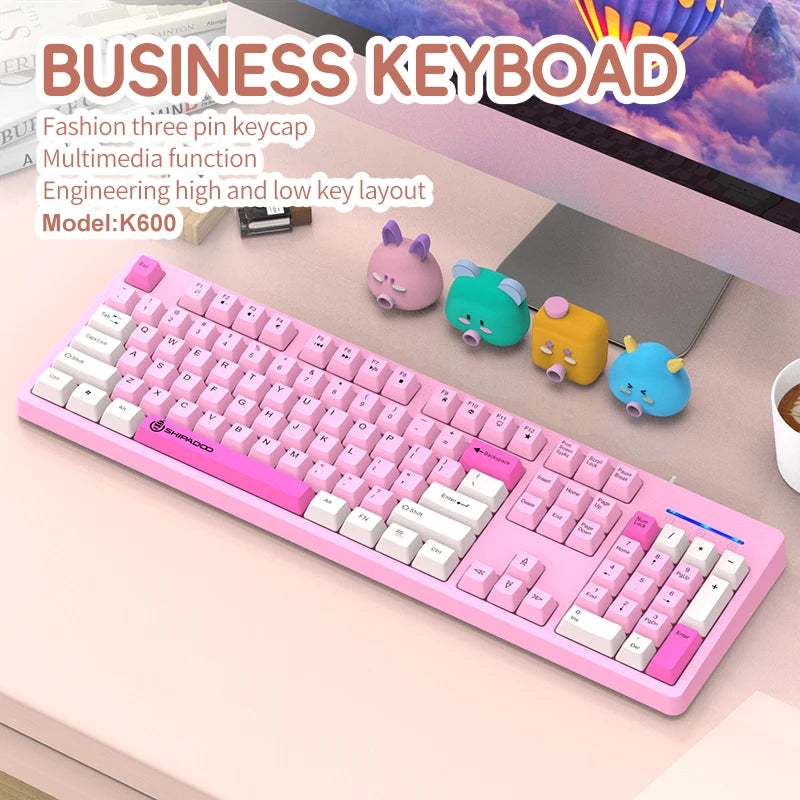 104Keys Wired Gaming Keyboard Ergonomics Splash Water Colorful ABS Wear-resistant Keycaps Keyboards with Technology Light Key