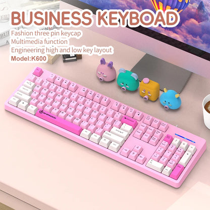 104Keys Wired Gaming Keyboard Ergonomics Splash Water Colorful ABS Wear-resistant Keycaps Keyboards with Technology Light Key