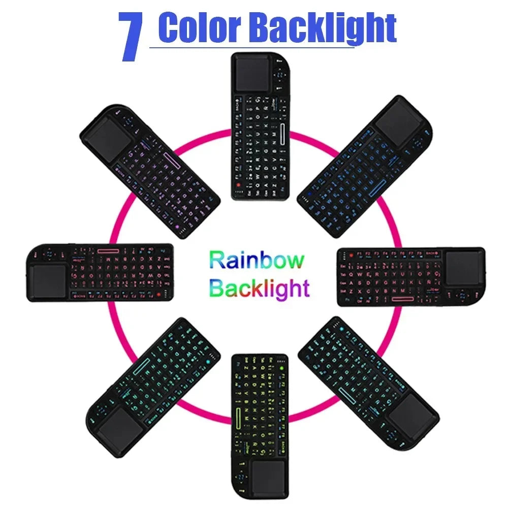 A8 Mini Wireless Keyboard 2.4G RF Backlit Touchpad Russian English Keyboard For MacBook iPad PC Tablet USB Rechargeable Air Mouse