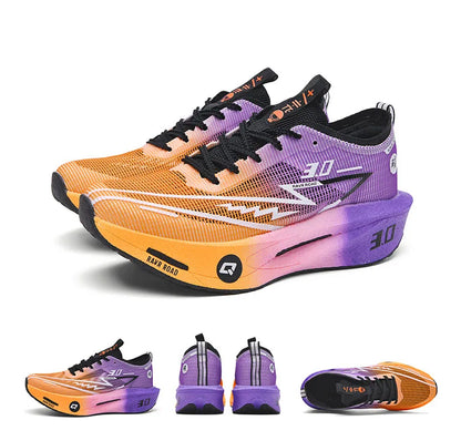 Men's Carbon Board Sneakers Anti-Slip Cushioned Comfortable Racing Training Running Shoes Mesh Tennis Shoes Casual for Women