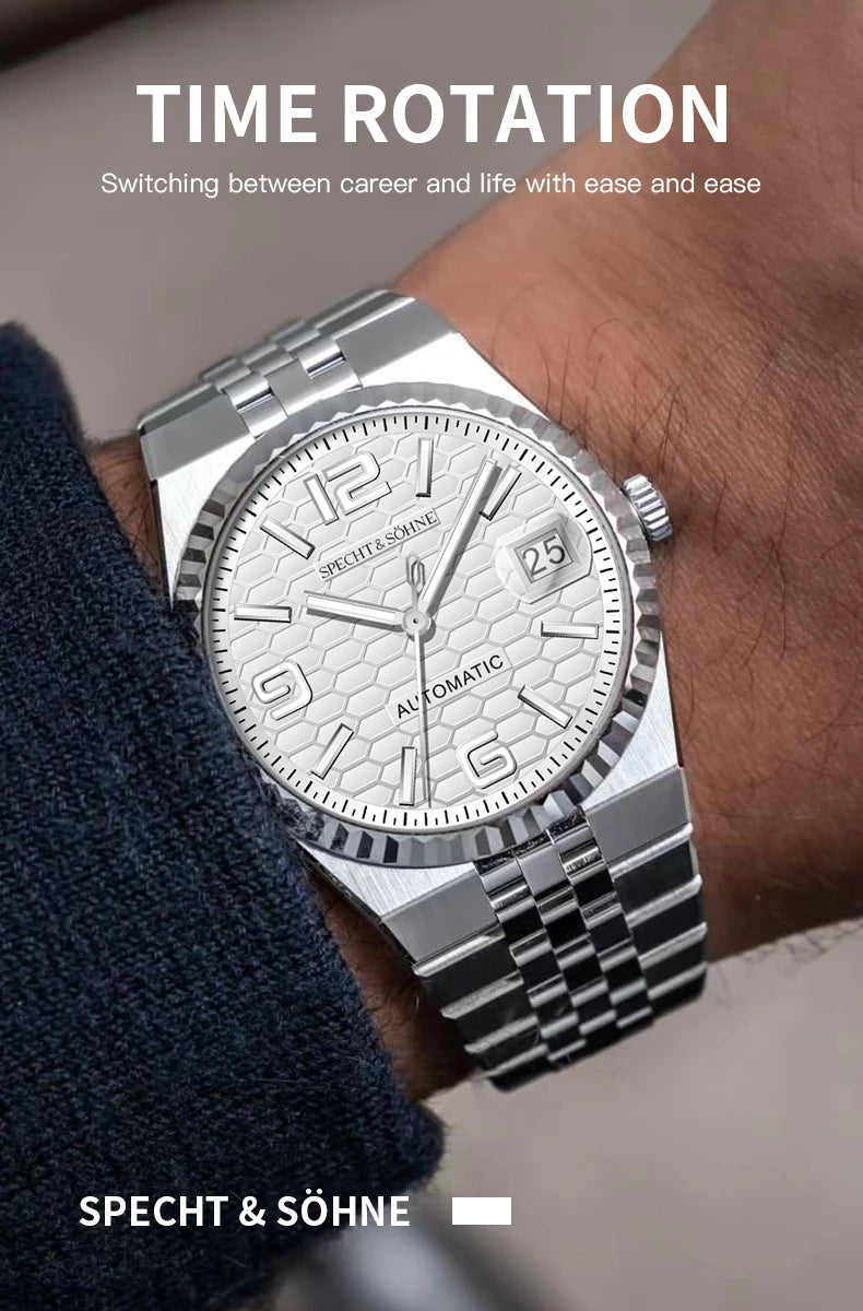 Specht & Söhne New Men's Watches Miyota 8215 Automatic Mechanical Wristwatches Stainless Steel Watch Men's Watch 37MM