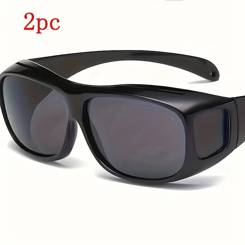 2pcs Night Vision Driving Surround Glasses Sunglasses Outdoor Sports Glasses Cycling Fishing Day and Night Unisex