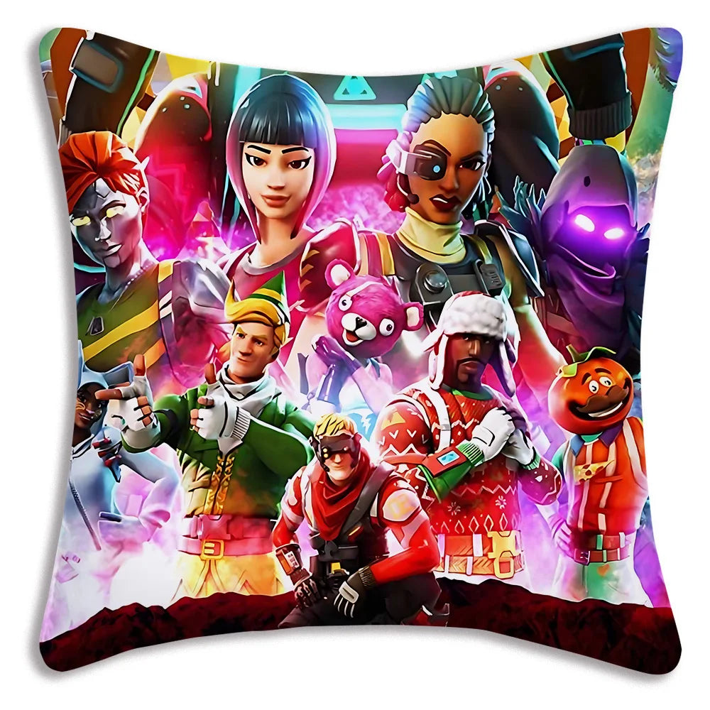 Anime game Fortnites Pillow Covers Cartoon Sofa Decorative Home Double-sided Printing Short Plush Cute Cushion Cover