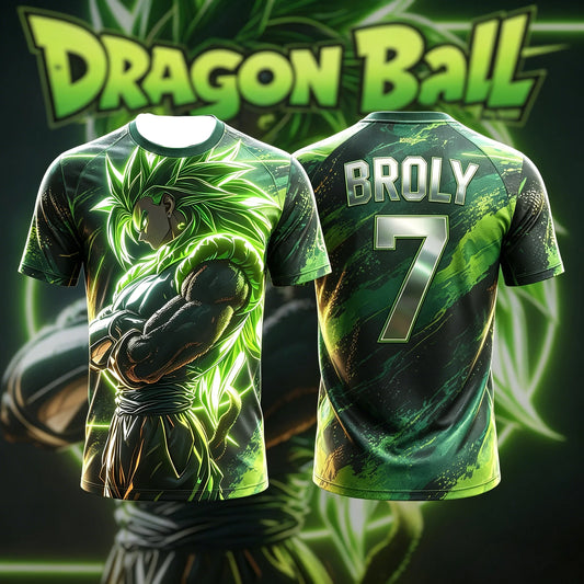 Dragon Ball 2026 Summer New Product Brolli Legend Super Series Neon Green Edition 3D Printed Jersey T-shirt, Casual Loose Top