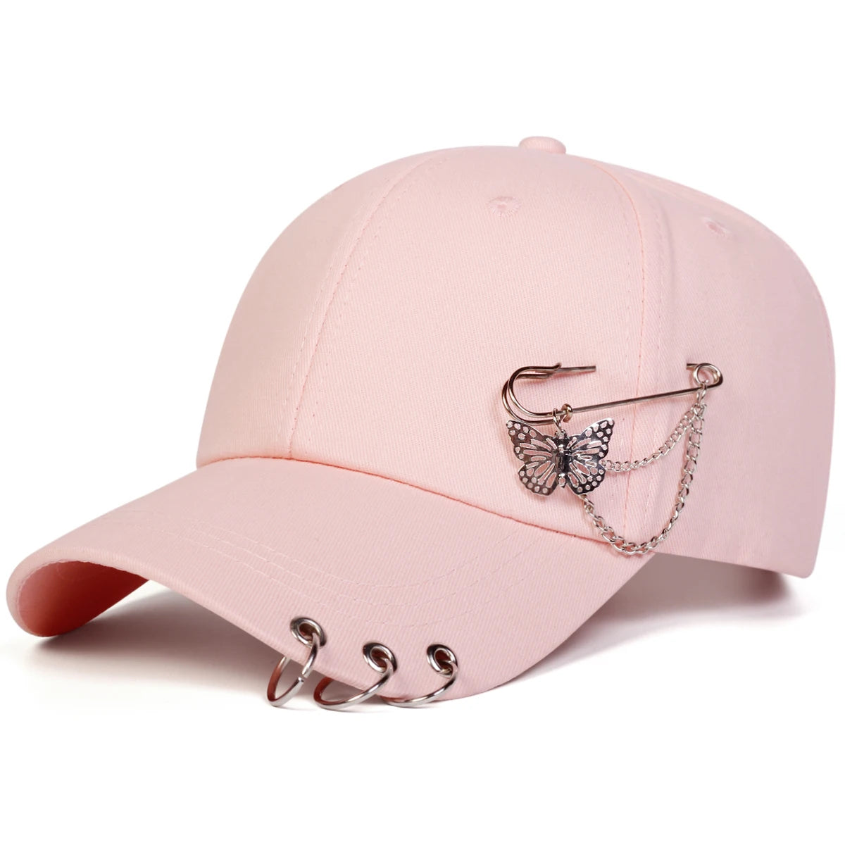 Gorras de béisbol unisex con anilla de hierro en forma de mariposa, para primavera y otoño, al aire libre, ajustables, informales, con protección solar, gorras deportivas