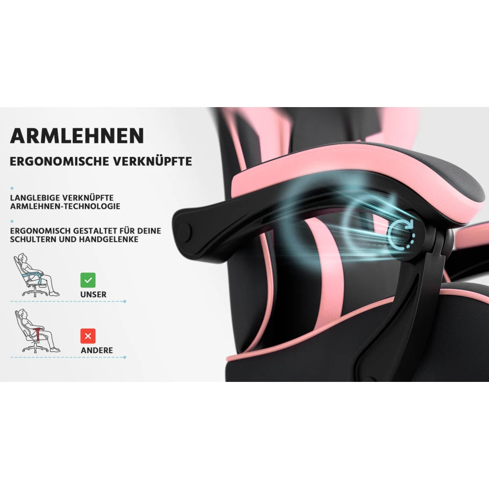 Gaming Chair Ergonomic Gaming Chair with Lumbar Support, Breathable Pu Leather Office Chair,Comfortable Computer Chair