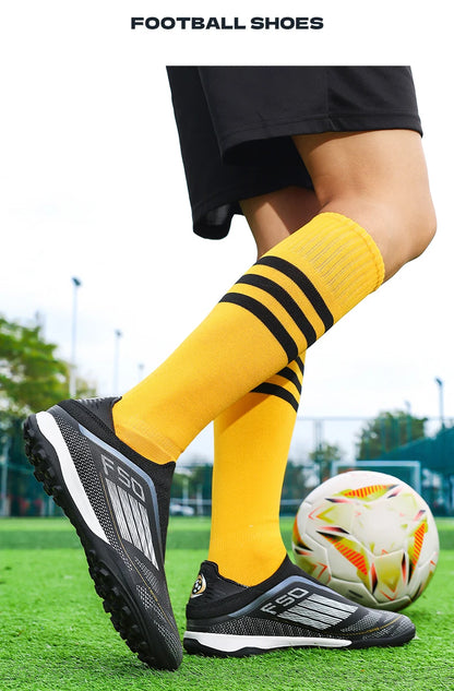 Men Football Boots Futsal Ultralight Soccer Shoes Training TF Match Long Spikes Breathable Indoor Sneakers Cleats Drop Shipping