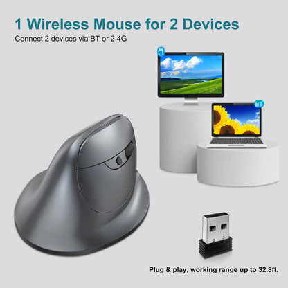Lefon F26C Vertical Mouse Wireless with OLED Screen Bluetooth Ergonomic Mouse Optical Rechargeable Gaming Mice for PC Laptop