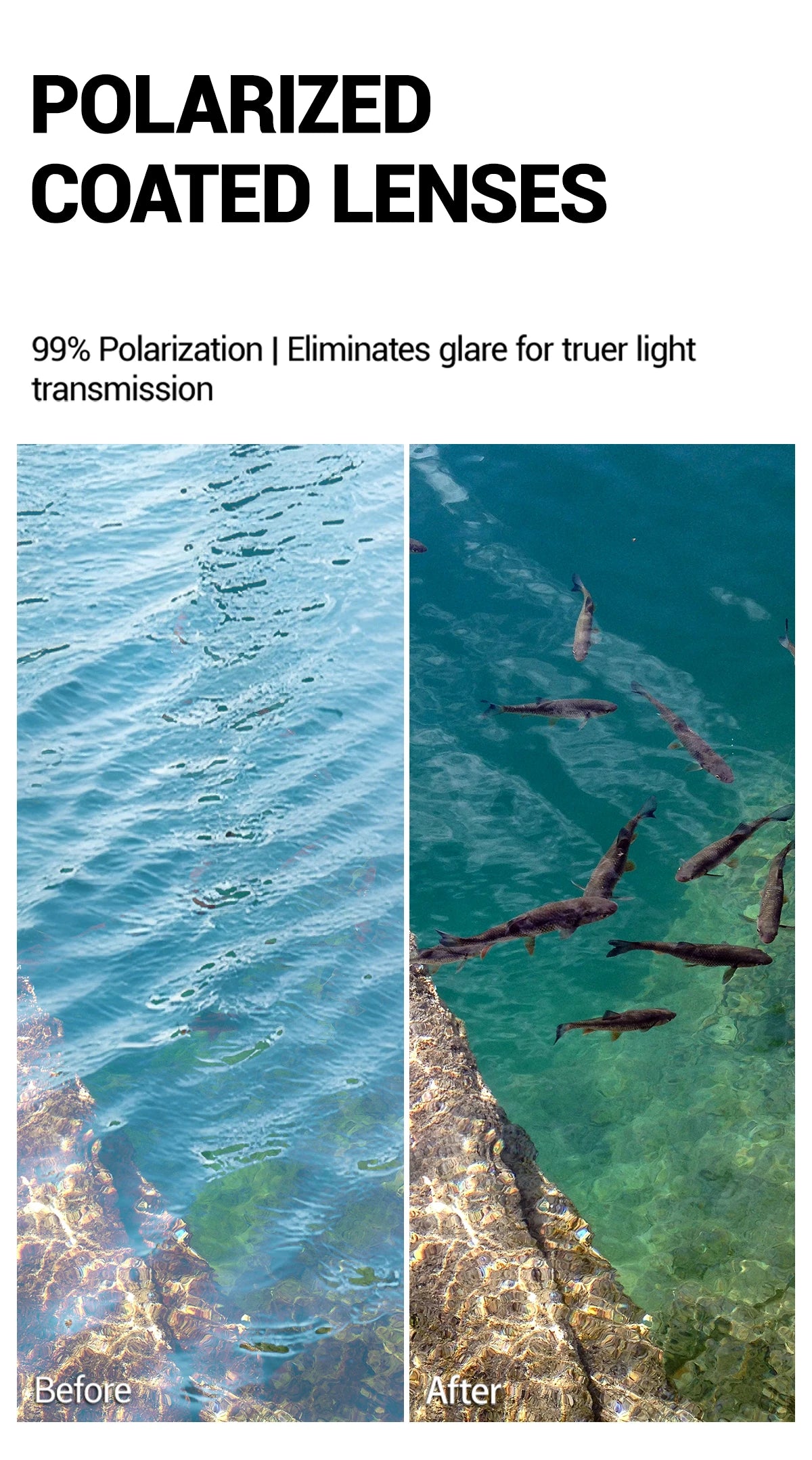 SCVCN Udendørs polariserede solbriller til vandsport, strand, hav, platform, fiskeri, cykling, MTB, cykelsport og vandreture – UV400