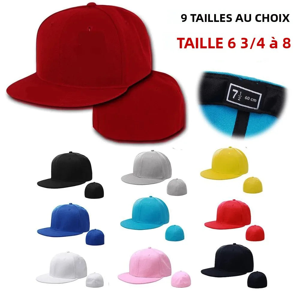 Casquette ajustée entièrement fermée, taille New York Plus Large, style « trucker » pour homme, visière plate, style hip-hop, unie, snapback, sans impression, visière plate, bord Era