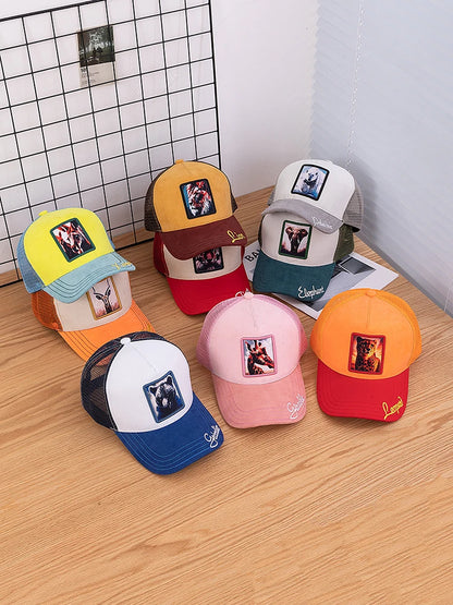 Gorra de malla unisex con parche con diseño de león, de ante, para mujer y hombre, gorra de béisbol de verano con motivos animales, gorra de camionero de moda