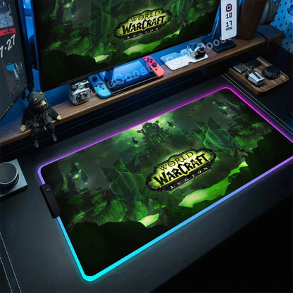 RGB Mouse Pad Game World Of Warcraft Large Table Pad Computer Accessories XXL Laptop Antislip Keyboard Pad LED Backlight Deskmat