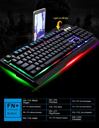 USB Keyboard G700 Waterproof Business Personality Mechanical Feel Metal Glow Mobile Phone Stand Gaming Keyboard