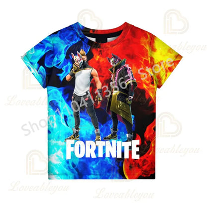 Tricou F-Fortnited pentru tineri, inspirat de jocuri de luptă, tricou de vară cu mânecă scurtă pentru adulți, adolescenți băieți și fete