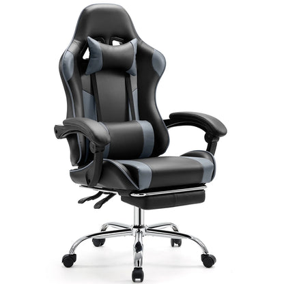 Chaise de jeu de course ergonomique, pivotante et réglable en cuir PU, avec appui-tête et Support lombaire, pour bureau, ordinateur, salon
