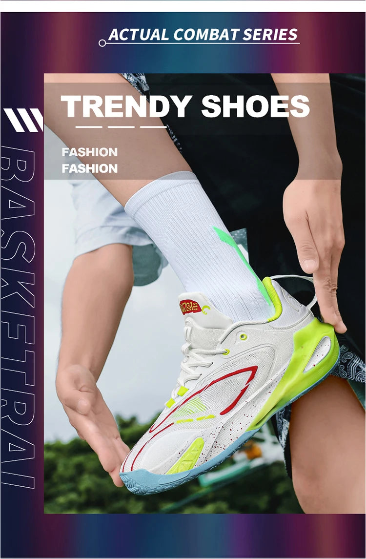 Men's Basketball Shoes Breathable Cushioning Non-Slip Wearable Runing Shoes Gym Training Athletic Basketball Sneakers for Men