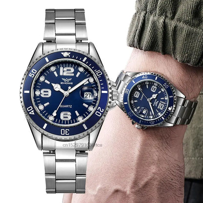 Luxury stainless steel men’s watches – Quartz watch with date display, professional and sporty style, on-trend