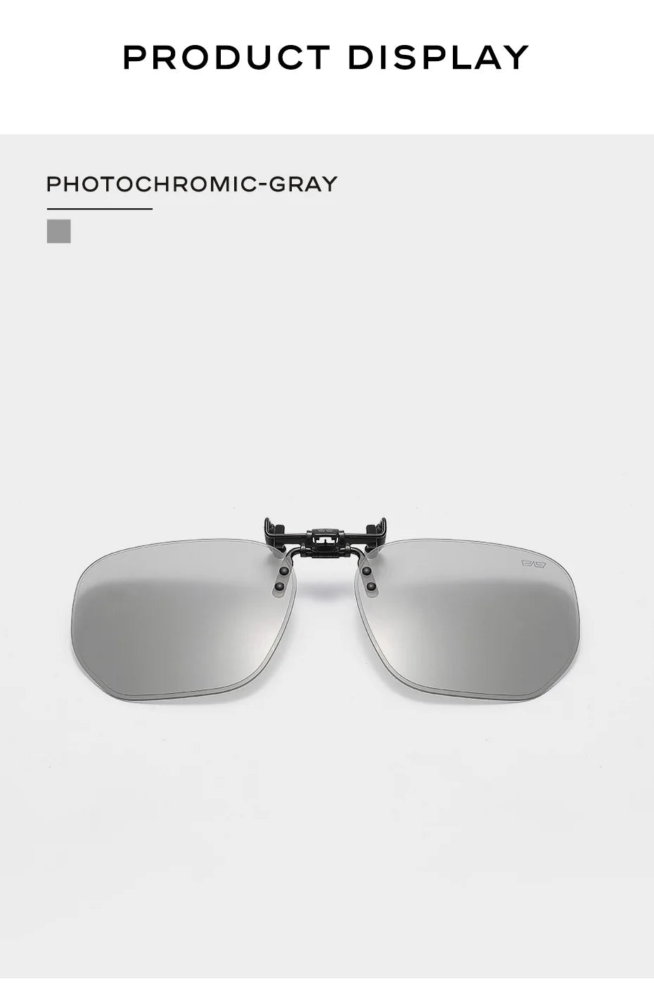 CAPONI New Sunglasses Clip For Men Square Polarized Photochromic Glasses Clip Flipped Up Protect Eyes Light Clip On Frame BS1103