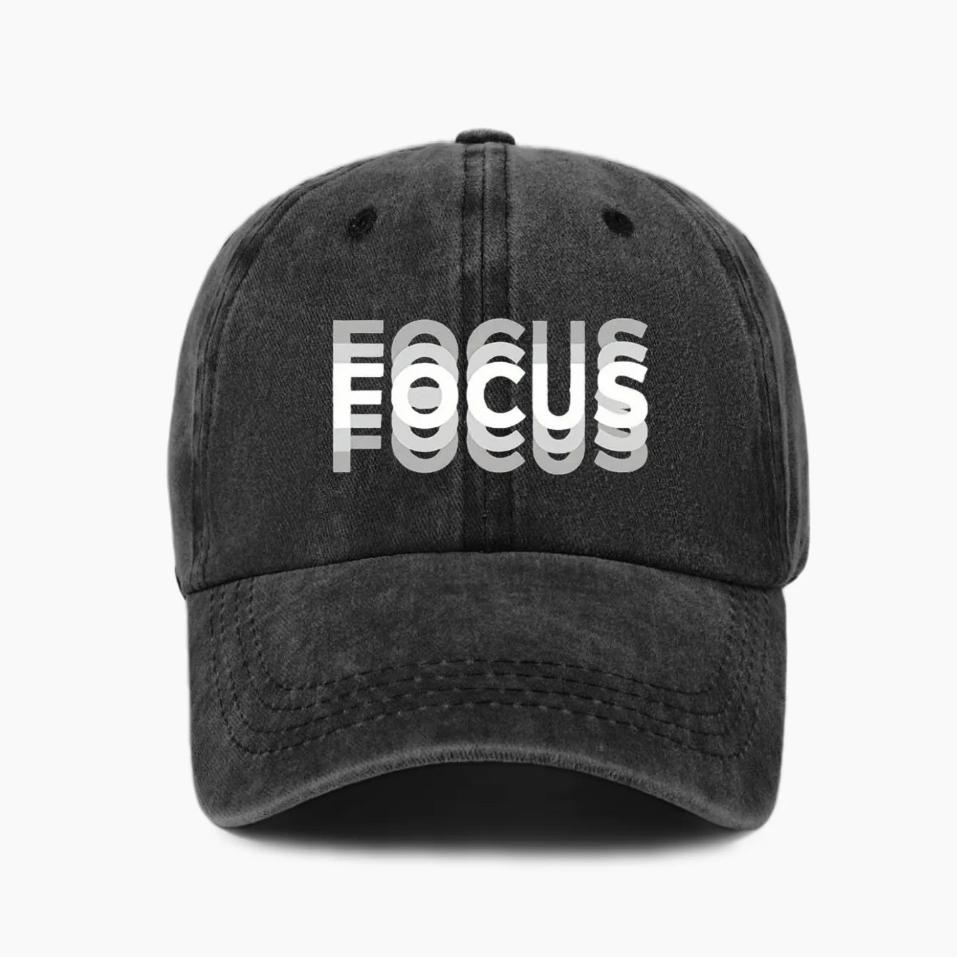 FOCUS Print Cap Washed Cotton Adjustable Classic Style Baseball Cap, Sports Duckbill Hat for Men and Women