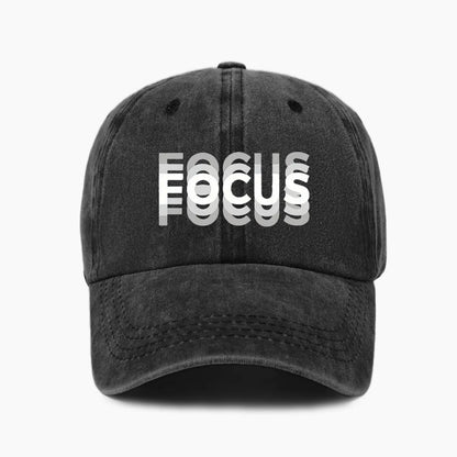 FOCUS Print Cap Washed Cotton Adjustable Classic Style Baseball Cap, Sports Duckbill Hat for Men and Women