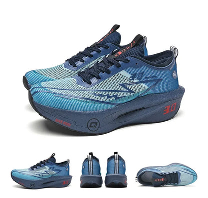 Men's Carbon Board Sneakers Anti-Slip Cushioned Comfortable Racing Training Running Shoes Mesh Tennis Shoes Casual for Women