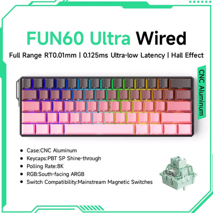 Teclado mecânico Akko MonsGeek FUN60 com interruptores magnéticos 60% Gaming Keyboards Rapid Trigger 0.01mm 8K ARGB HE/TMR personalizado