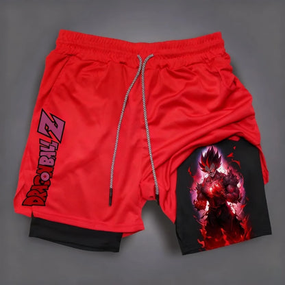 2026 Summer Dragon Ball  Goku Wolf Samurai 2-in-1 Gym Shorts 100% Cotton Oversized Fitness Retro Streetwear Unisex  Adults Kids