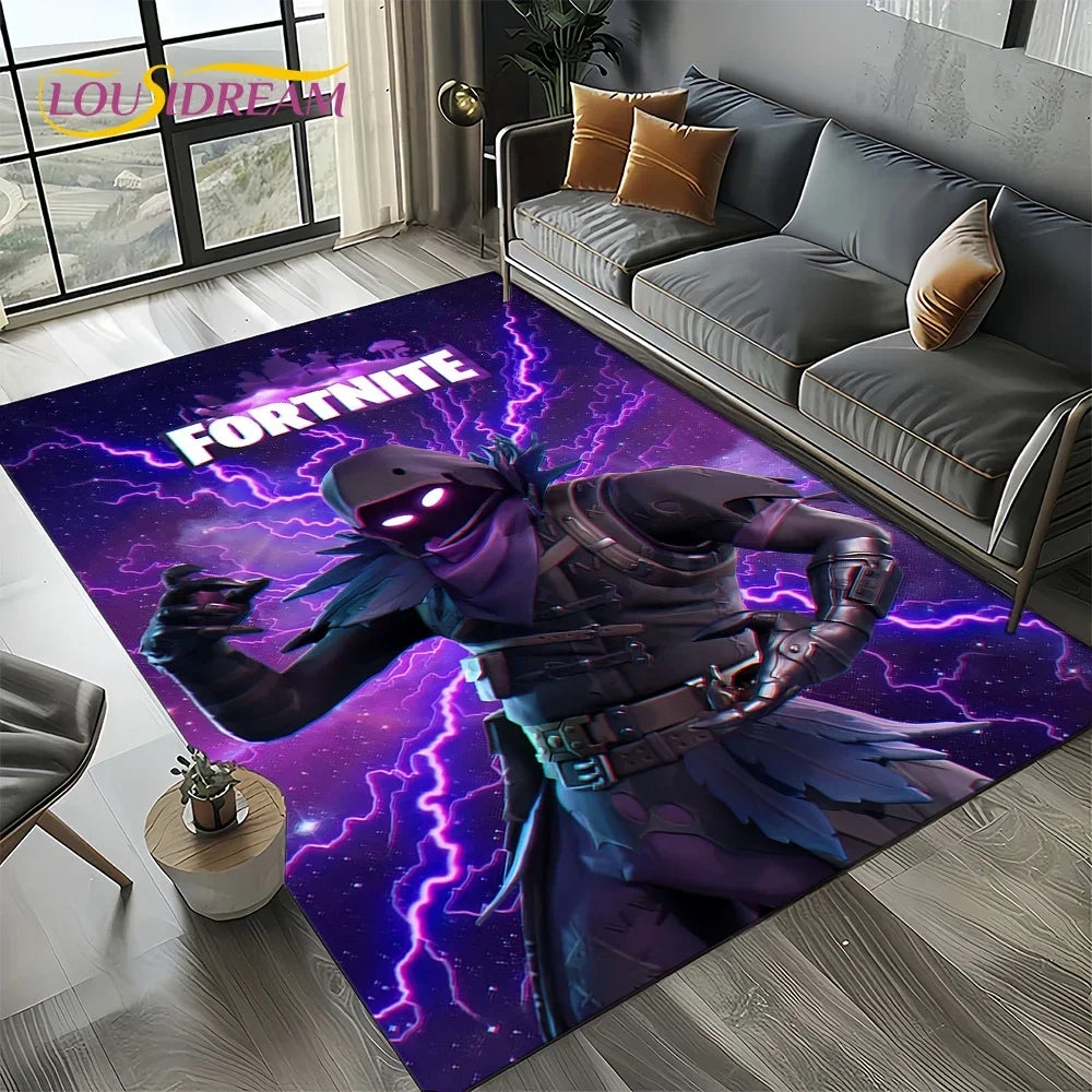 2025 Games 3D F-Fortnite анимационен килим за хол, спалня и декорация до дивана у дома, детски килим за игра, неплъзгаща се постелка за под