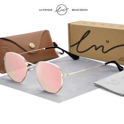 LM Kvinder Hexagon Solbriller Mænd Retro Polariserede Kørselsbelagte Spejlbriller UV400 Briller gafas de sol