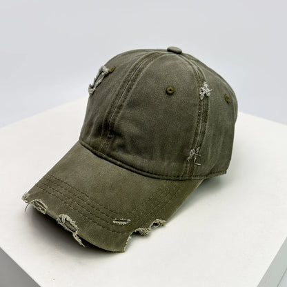 New Unisex Notch Solid Personal Baseball Hats Breathable Broken Style Sunshade Casual Peaked Caps Versatile Distress Fashion ins