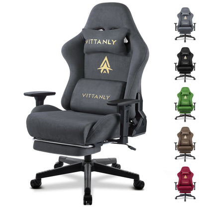 Brand Gaming Chair Breathable Ergonomic Office Chair Lumbar Support Height Adjustable Faux Suede Recliner with Footrest Headrest