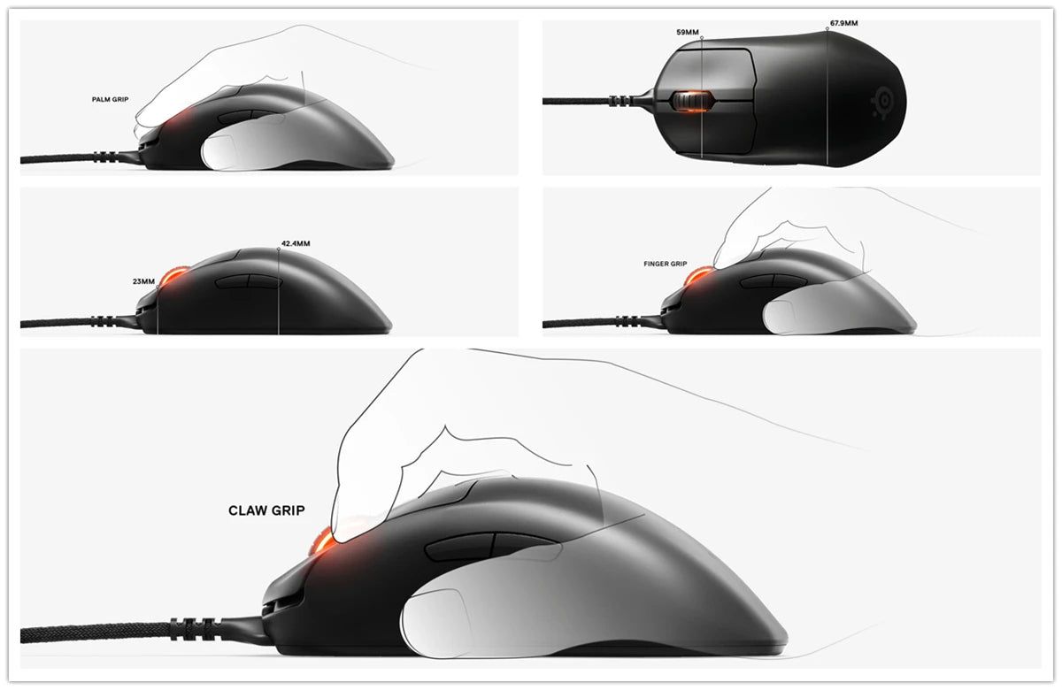 SteelSeries Prime Wired Esports Performance Gaming Mouse 18000 DPI TrueMove Pro Optical Sensor – Magnetic Optical Switches Mice