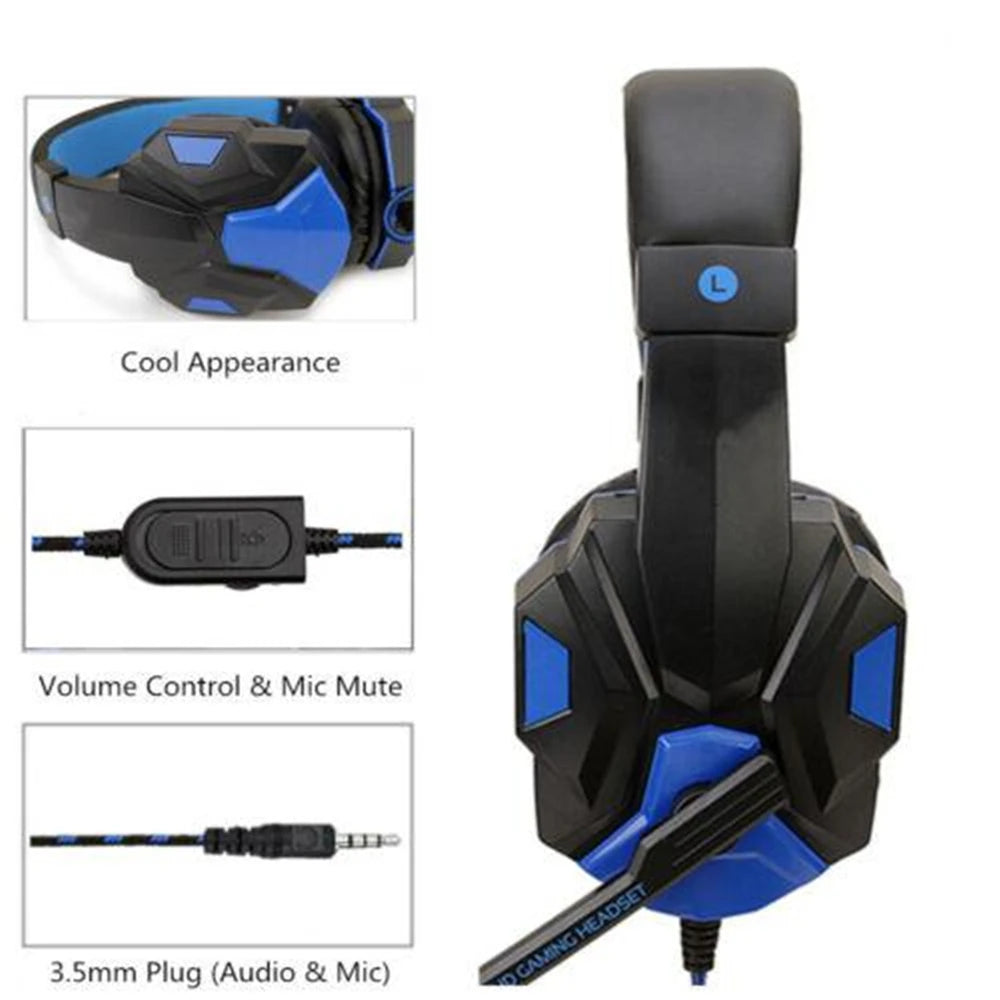 Professional Wired Gaming Headset with Noise Cancelling Microphone – Adjustable 3.5mm Stereo Headphones for PS5, PS4, PC, Laptop & Mobile Devices
