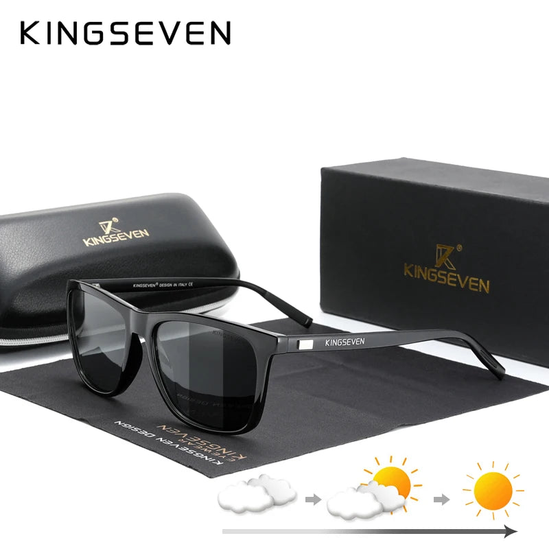 KINGSEVEN-mærke solbriller med aluminiumsstel til mænd, polariserede, spejlbelagte, fotokromatiske solbriller, damebriller, tilbehør, udendørs
