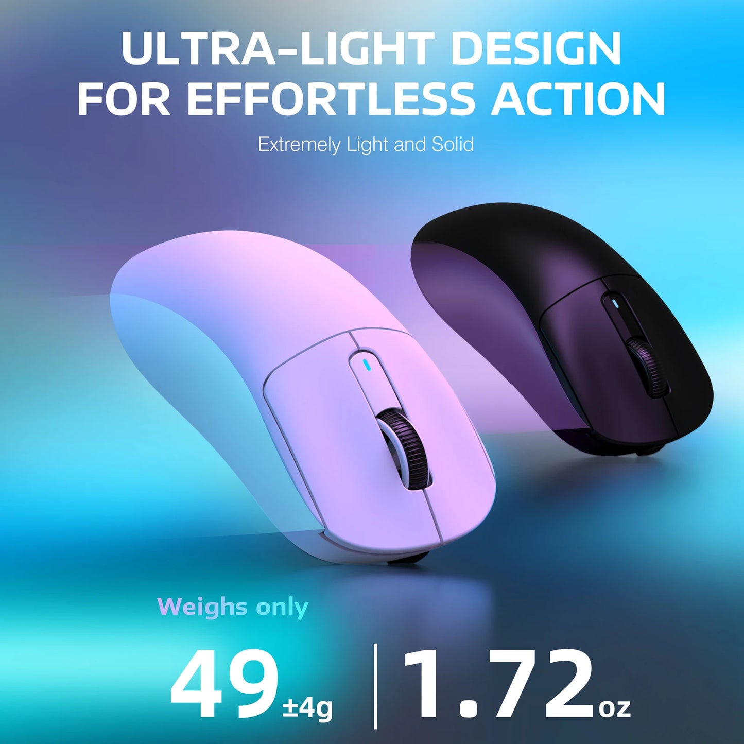 ATTACK SHARK X3 trådlös gamingmus, 49g ergonomisk PC-mus, trippellägen, PAW3395 26K DPI optisk sensor, programmerbara knappar