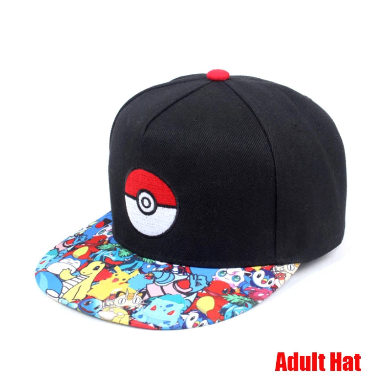 Pokémon-baseballkasket, Pikachu-hat, Pokémon-cosplay-hiphop-kasket til piger, drenge, børn, anime-figurer, legetøj, gave, tegneseriehat