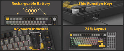 ATTACK SHARK X85Pro 75% Mechanical Keyboard with Screen & Knob Hot Swappable Wireless 2.4GHz/Bluetooth/Wired RGB Gasket Mount QM