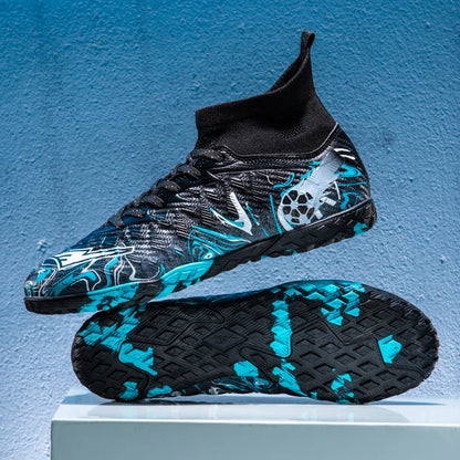 Men's High Ankle Football Boots Turf Soccer Cleats Breathable Non-slip Training Match Sneakers Outdoor Sports TF Soccer Shoes