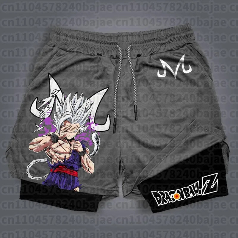 Dragon Ball Hot Blood Anime Peripheral Double-layer Shorts 2025 Men's Comfortable and Breathable Sports Five-point Pants