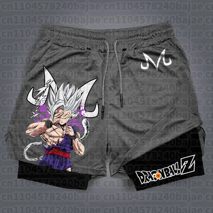 Dragon Ball Hot Blood Anime Peripheral Double-layer Shorts 2025 Men's Comfortable and Breathable Sports Five-point Pants