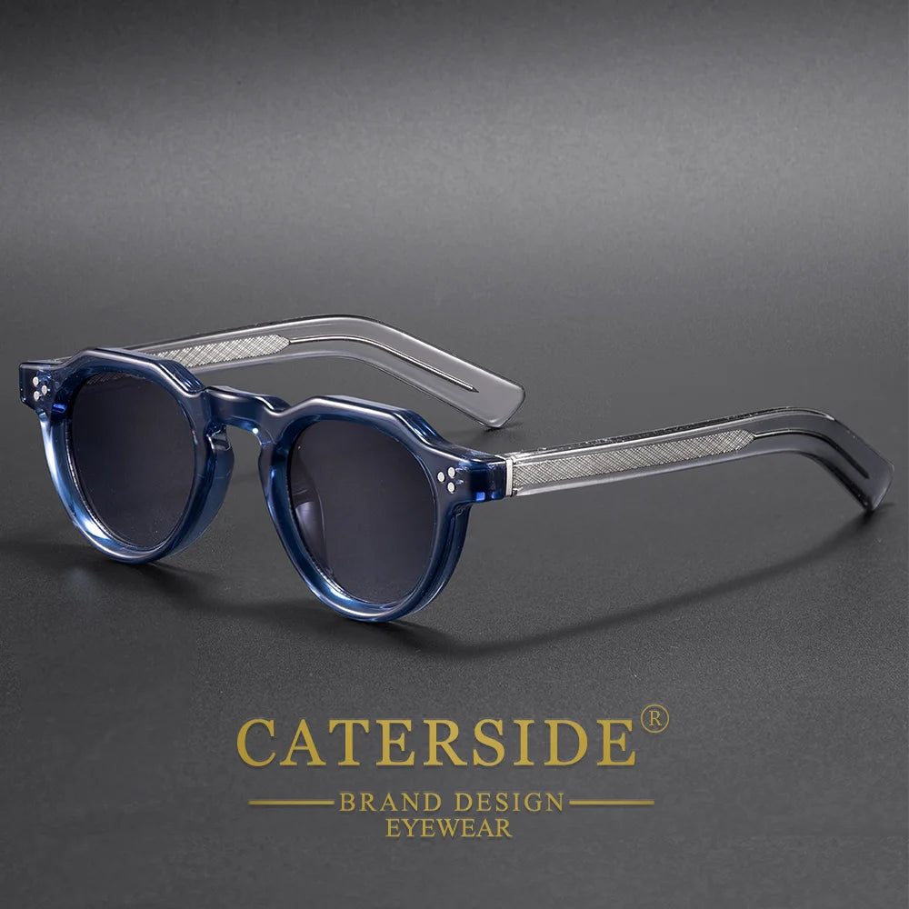 CATERSIDE Retro runde herresolbriller i høj kvalitet, tyk stil, til kvinder, udendørs, rejse, forretning, kørsel, dekorative briller, UV400