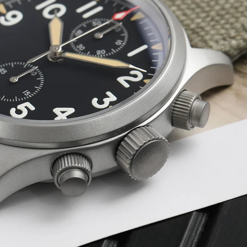 Reloj cronógrafo de cuarzo Militado VK61 VK67, 39 mm, caja de acero inoxidable 316L, 3 esferas, resistente al agua 100M, reloj militar multifunción