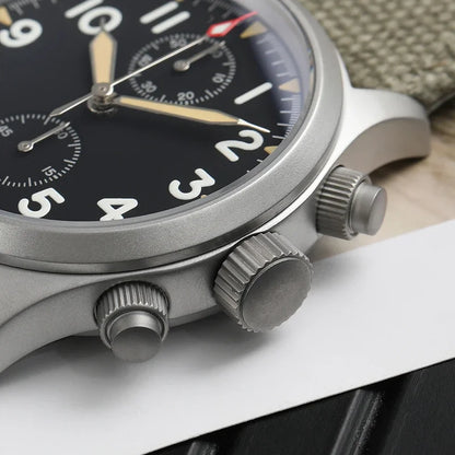 Reloj cronógrafo de cuarzo Militado VK61 VK67, 39 mm, caja de acero inoxidable 316L, 3 esferas, resistente al agua 100M, reloj militar multifunción